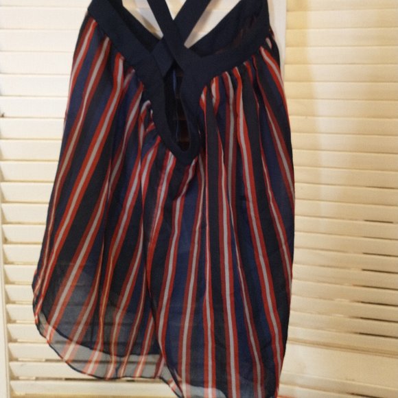 GREAT Zara Basic red whit blue stripe sleeveless top sz XS crisscross ba… - Picture 1 of 5